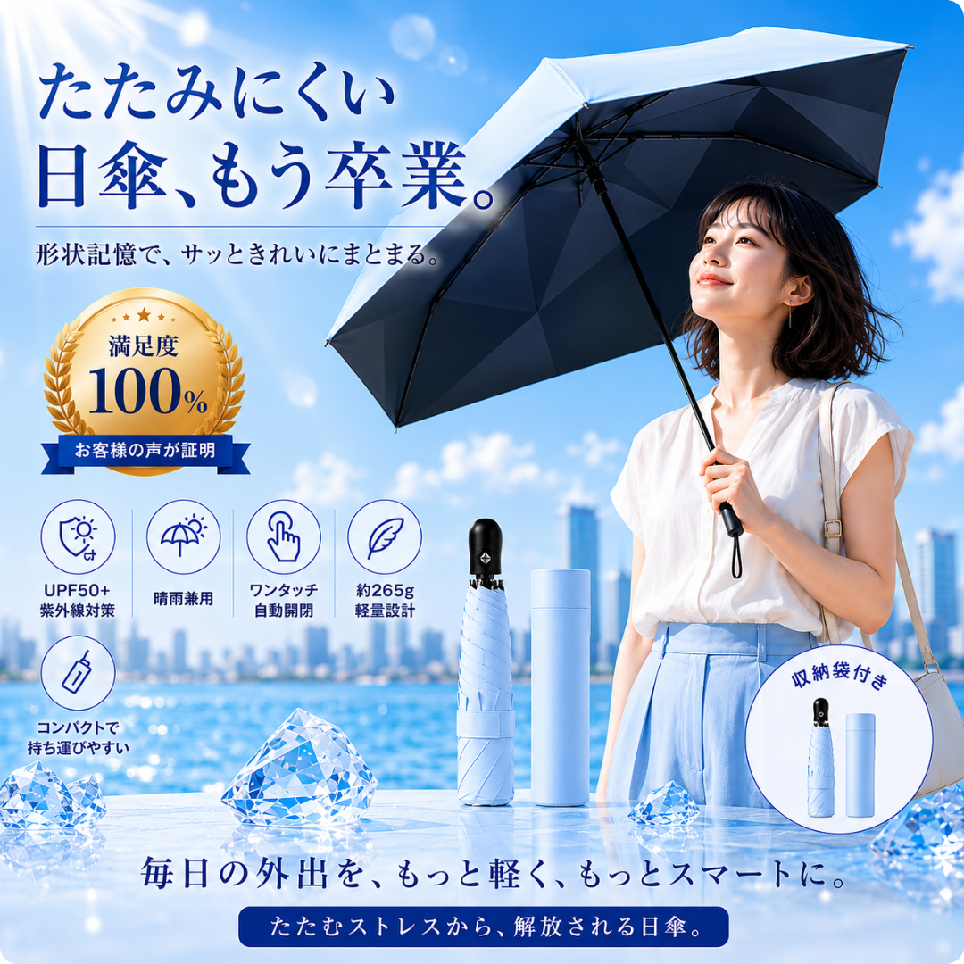 はるとアメ™ 形状記憶日傘